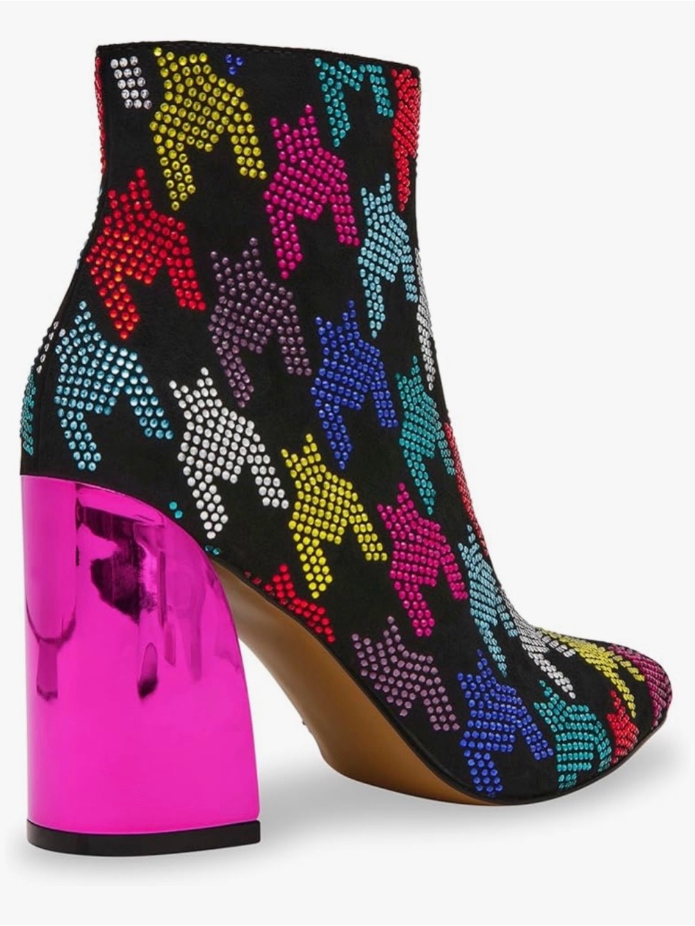 Betsey Johnson MARRINA Black Multicolor Studded Block Heel Boots